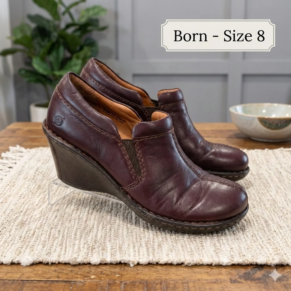 Born Women's Rich Brown Leather Wedges